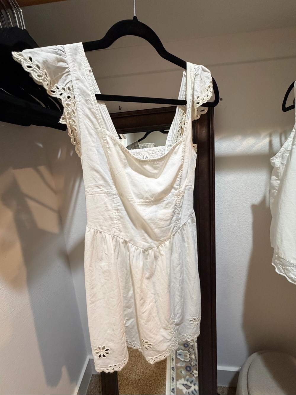American Eagle Women's White Lace-Trim Sundress